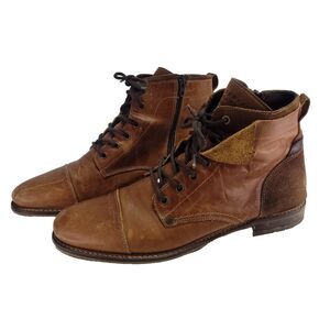 Bull Boxer Kelden Handcrafted Leather Ankle Boots US 13 Brown EU 46 Side Zip